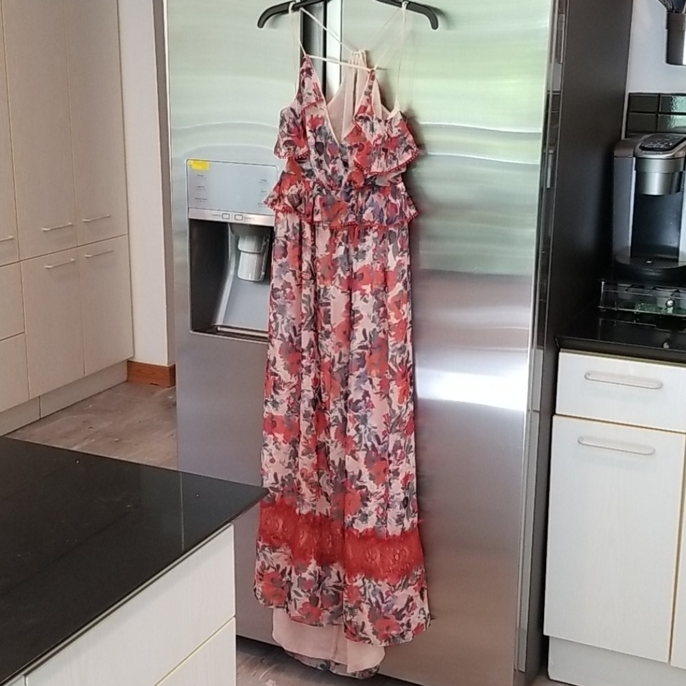 💕ADELYN RAE💕 Boho Pattern Ruffle Maxi Dress